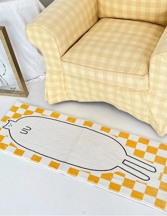 [홈모먼트] 옐로우 체커보드 주방 매트 2종 (택1)