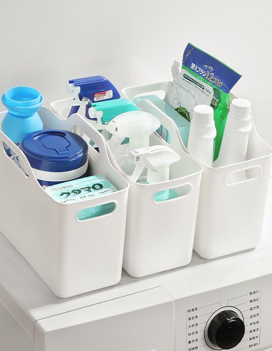 [홈모먼트] 1+1 화이트 팬트리 정리함 ((1+1) PE 손잡이정리함)