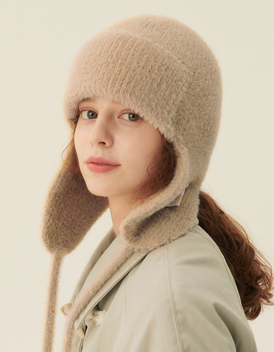 [고코리] 니트 트루퍼햇 - 베이지 (Free)