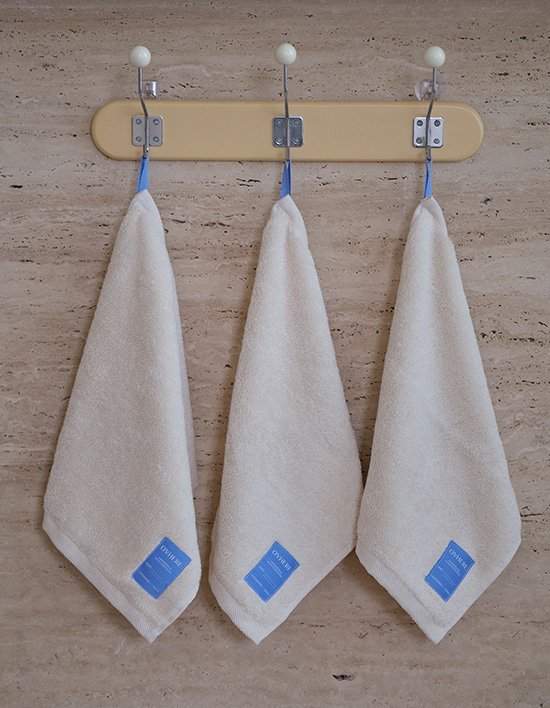 [오브히어] 40수 코마사 무염색 핸드타월 고리 수건3P)