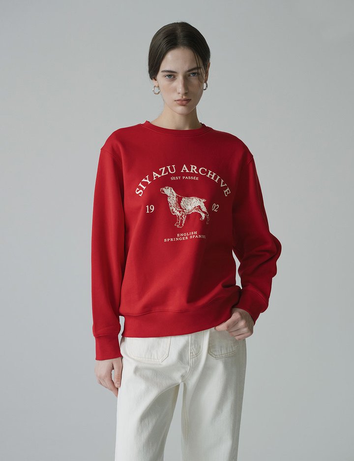 [시야쥬] 아카이브 하운드 프린팅 맨투맨_레드 (SITP5230)