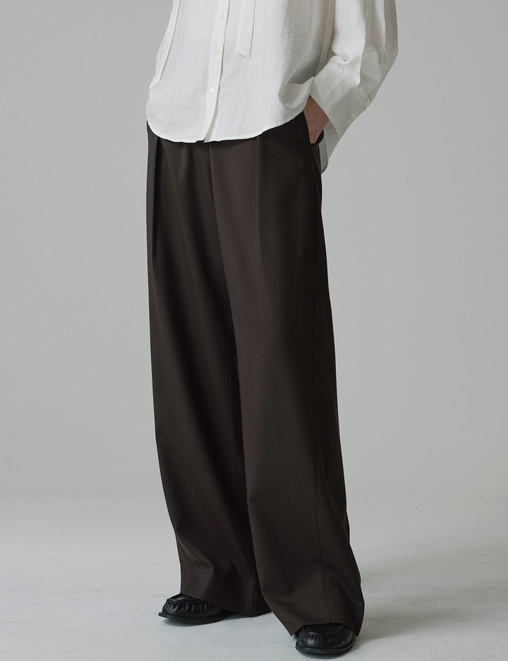 [시야쥬] 울 블렌드 원턱 커브드 슬랙스_다크 브라운 (SIPT7171)