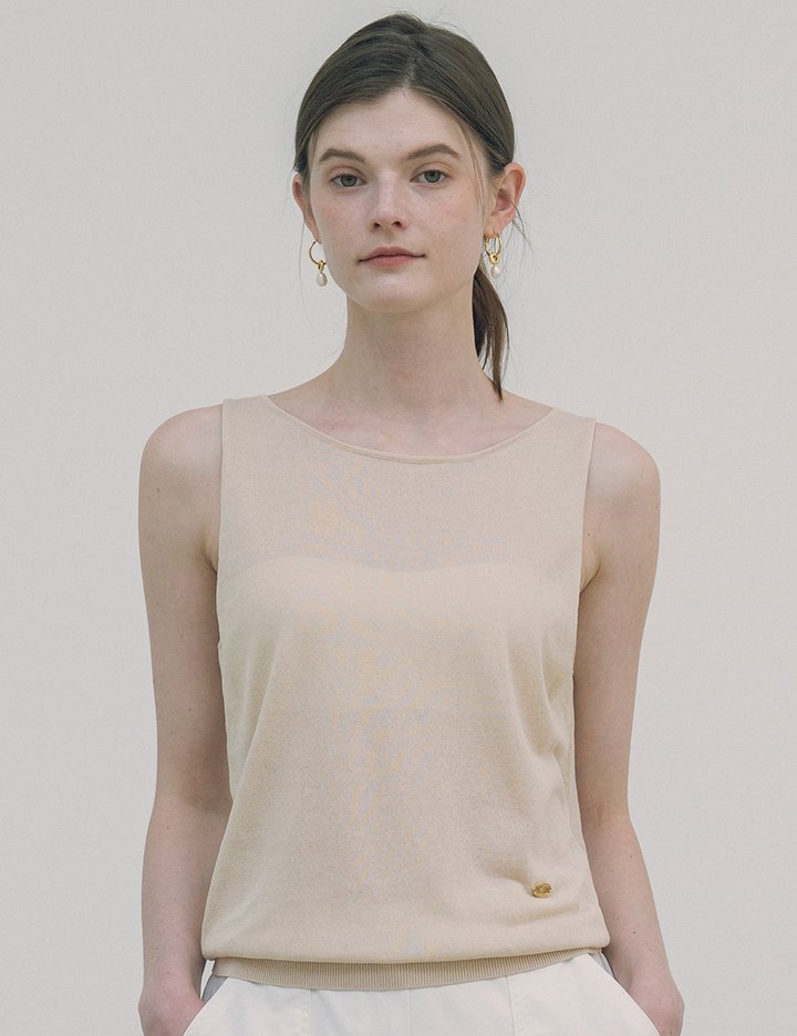 [시야쥬] 시스루 보트넥 니트 나시_라이트베이지(SIKN2116)