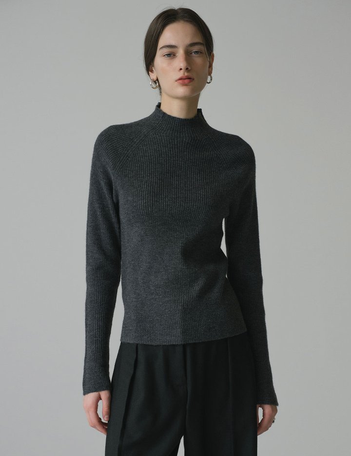 [시야쥬] 모크넥 골지 니트_차콜 (SIKN2157)