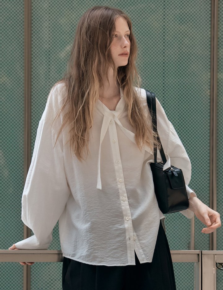 [시야쥬] 브이넥 타이 블라우스_아이보리 (SITP5222)