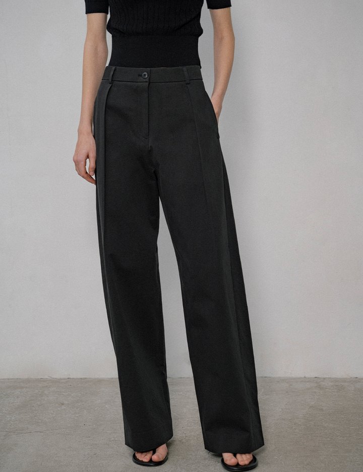 [시야쥬] 커브드 원턱 치노 팬츠_블랙(SIPT7151)