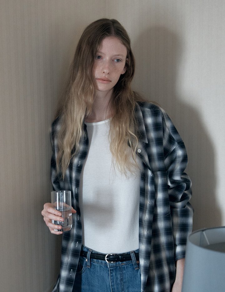 [시야쥬] 클래식 미스티 체크 셔츠_네이비 (SITP5231)