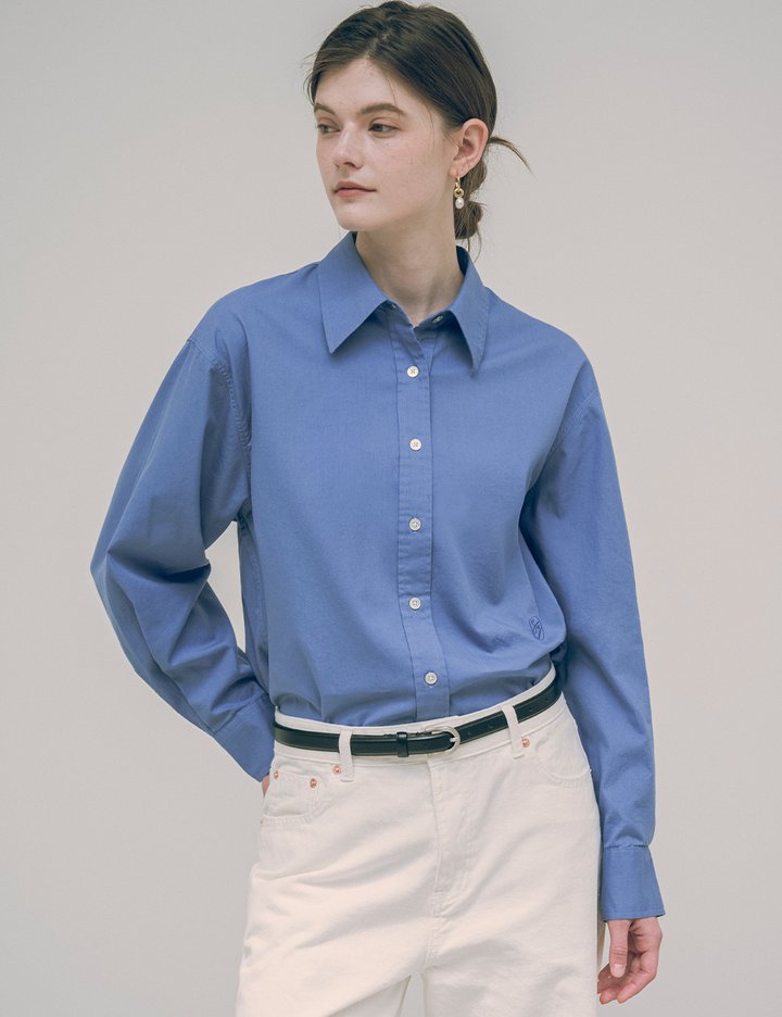 [시야쥬] 루즈핏 실키 옥스퍼드 셔츠_딥블루(SITP5088)