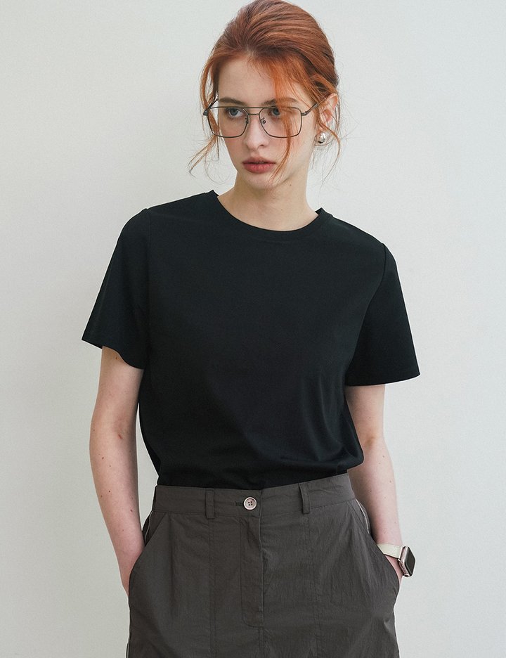 [시야쥬] 레귤러 핏 프레쉬 반팔 티셔츠_블랙(SITP5178)