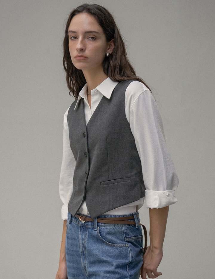 [시야쥬] 모던 레이어드 베스트_멜란지그레이(SITP5159)