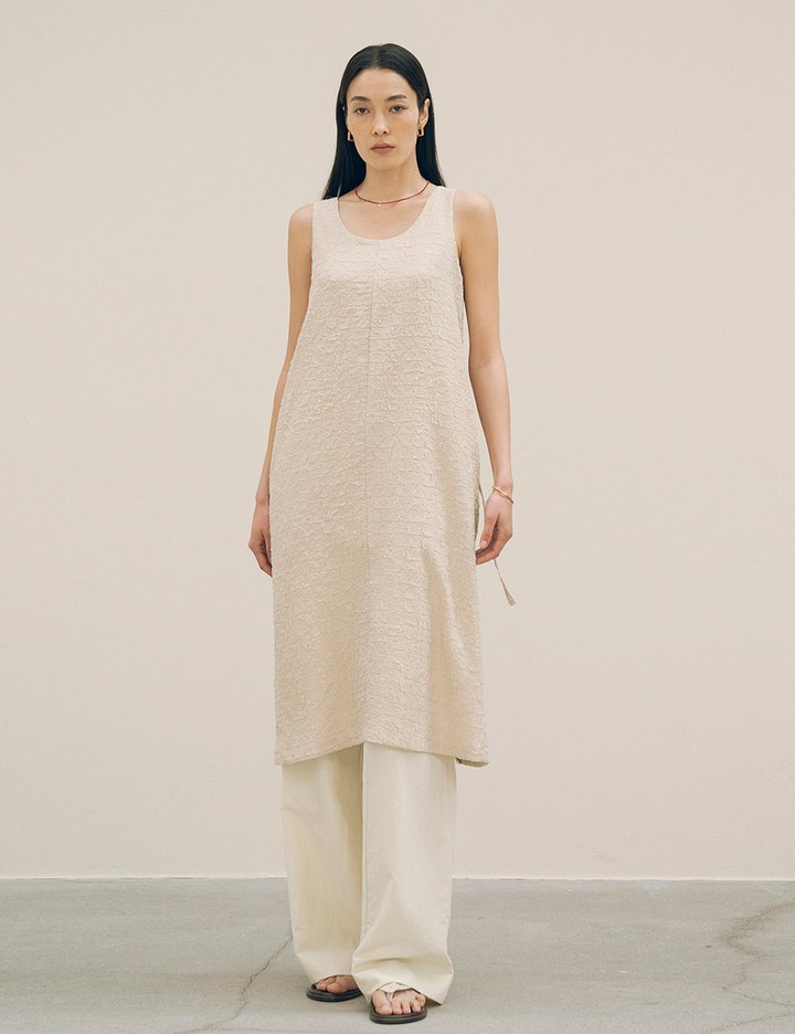 [시야쥬] 링클 슬리브리스 원피스_뉴트럴 베이지(SIA8029)