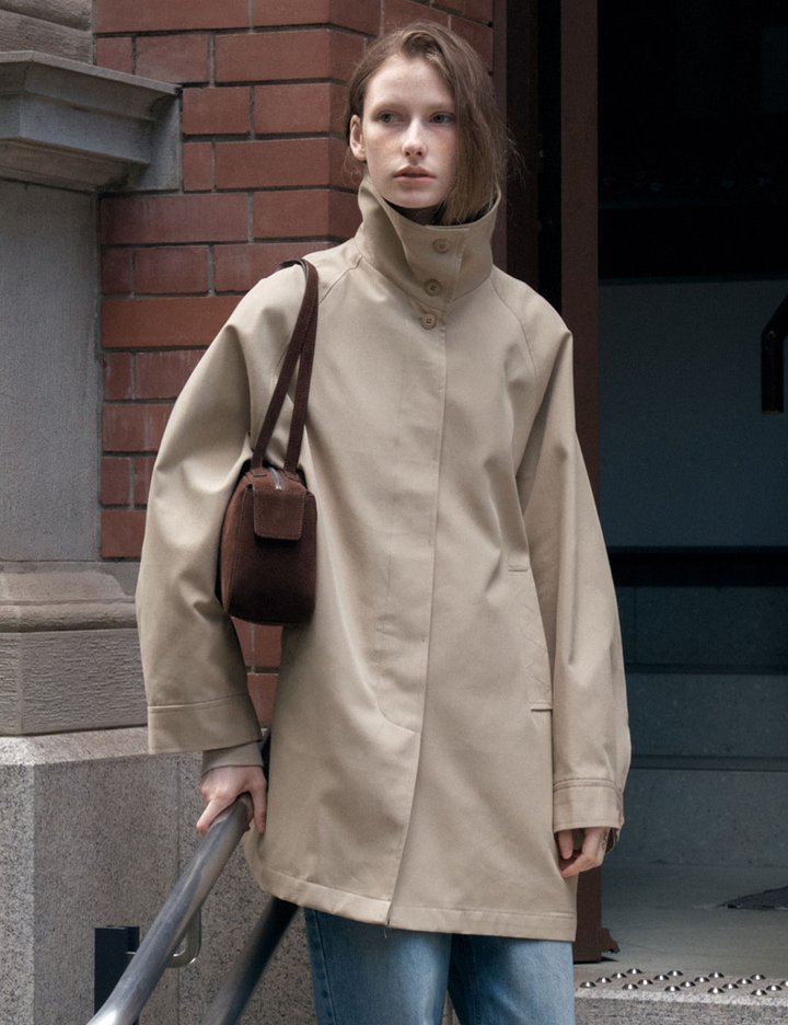 [시야쥬] 하이넥 하프 트렌치 코트_카멜 베이지 (SIOT4152)