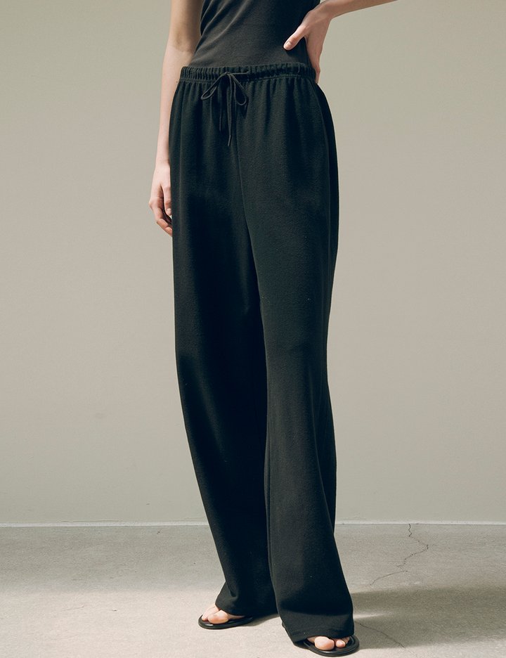 [시야쥬] 미니 테리 와이드 밴딩 팬츠_블랙(SIPT7126)