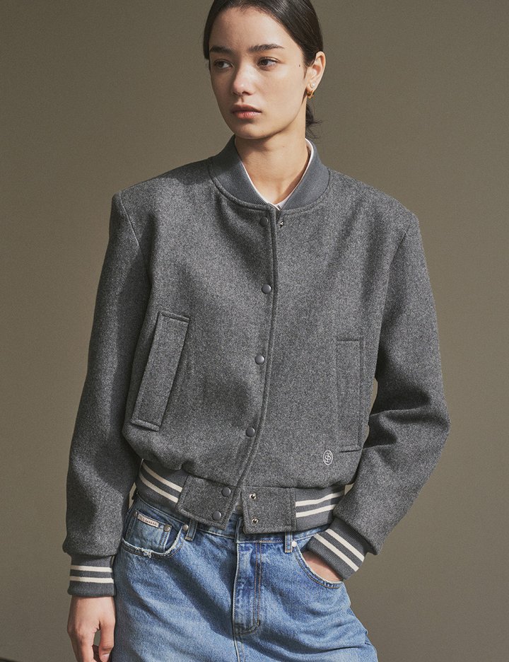 [시야쥬] 오버핏 바시티 자켓_차콜(SIOT4098)