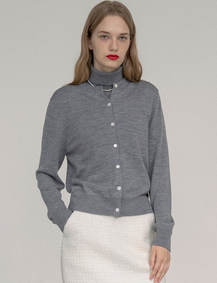 [시야쥬] 메리노 울 미니멀 가디건_멜란지그레이(SIKN2126)