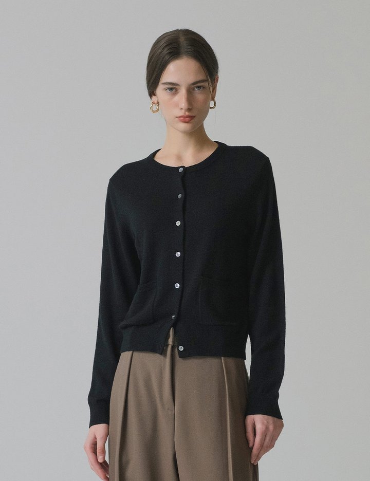 [시야쥬] 울 블렌드 코어 니트 가디건_블랙 (SIKN2150)