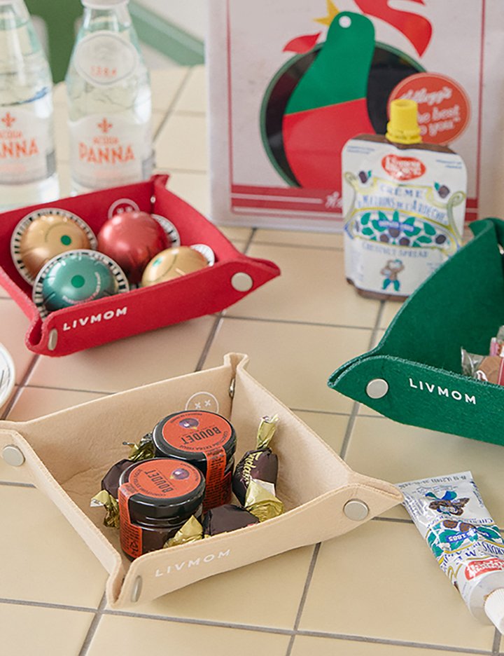 [리브맘] 비비드 펠트 트레이 인테리어 소품정리함 수납박스 단품&1+1 32종 (택1)