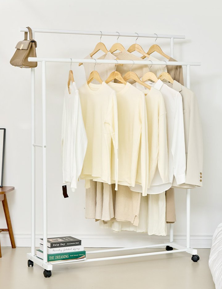 [리브맘] 시스템 튼튼한 철제 이동식 행거 1단&2단 4종 (택1)