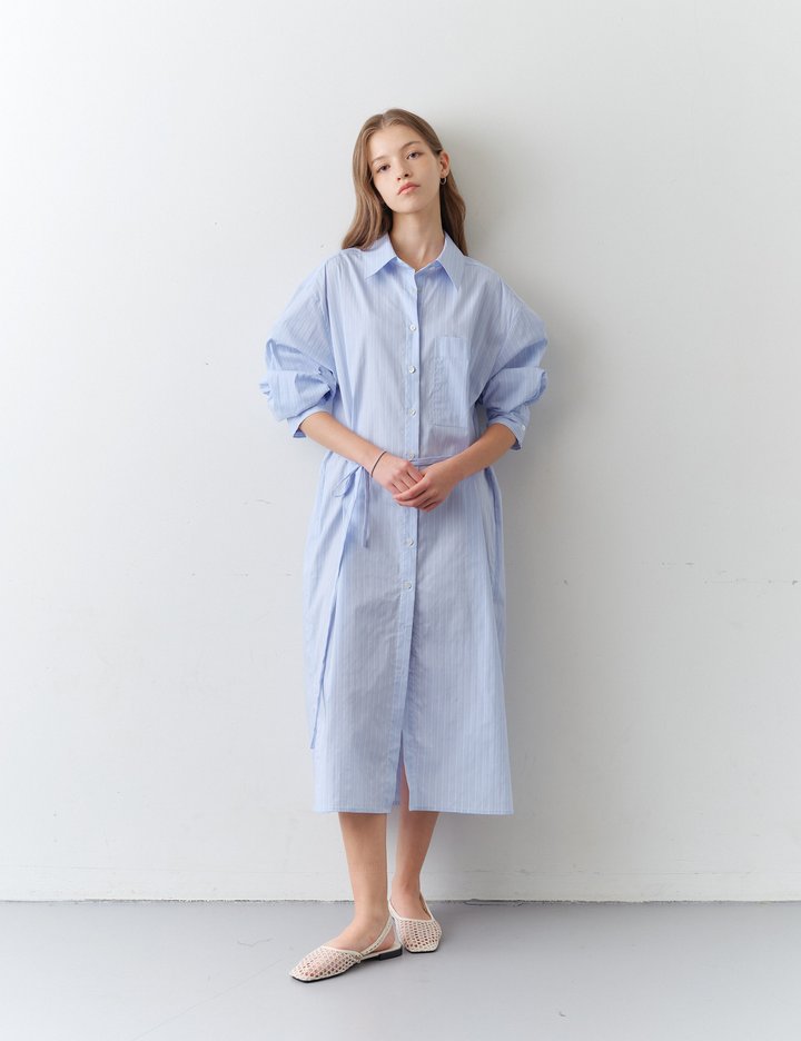 [라벤더앤오트] 스트라이프 루즈핏 셔츠드레스 (블루)
