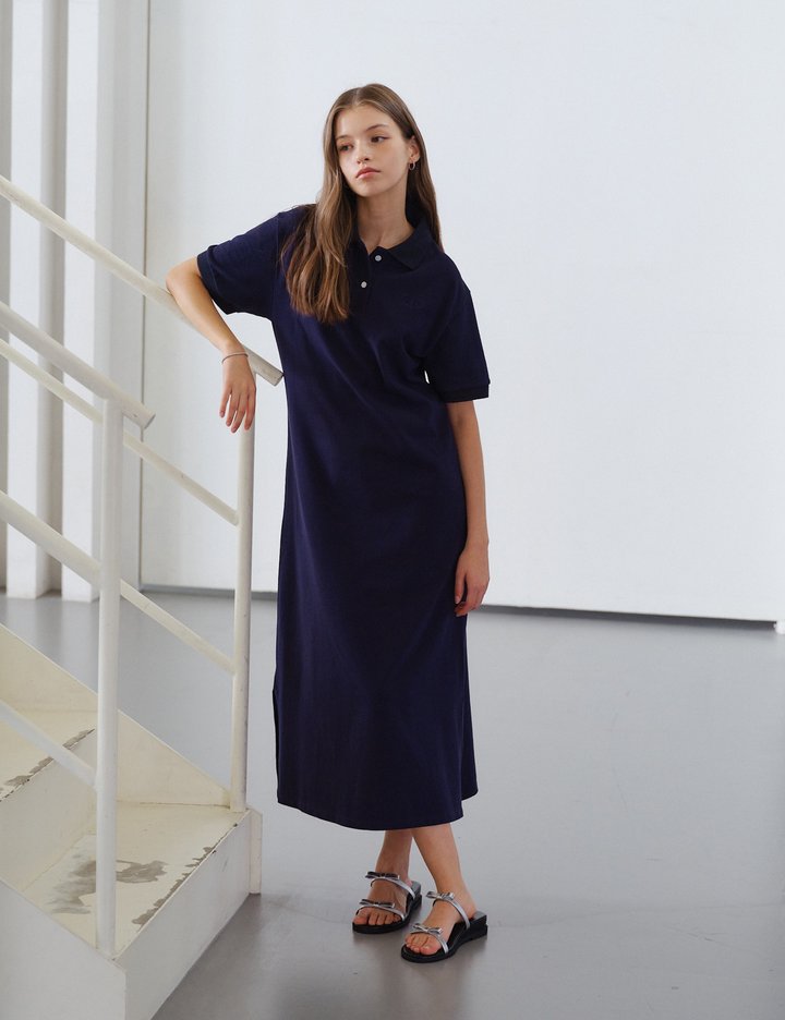 [라벤더앤오트] (컬리단독) 클래식 피케 드레스 (네이비/롱)