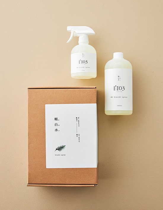 [순백수] 편백 스프레이 선물세트 (500mL+1L) (쇼핑백 포함) (1개)