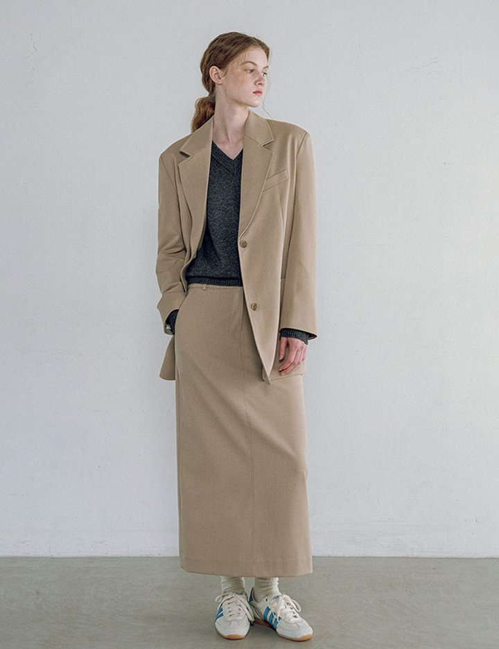 [반원 아틀리에] (세트) 오버사이즈 블레이저 셋업_베이지(SET3756)