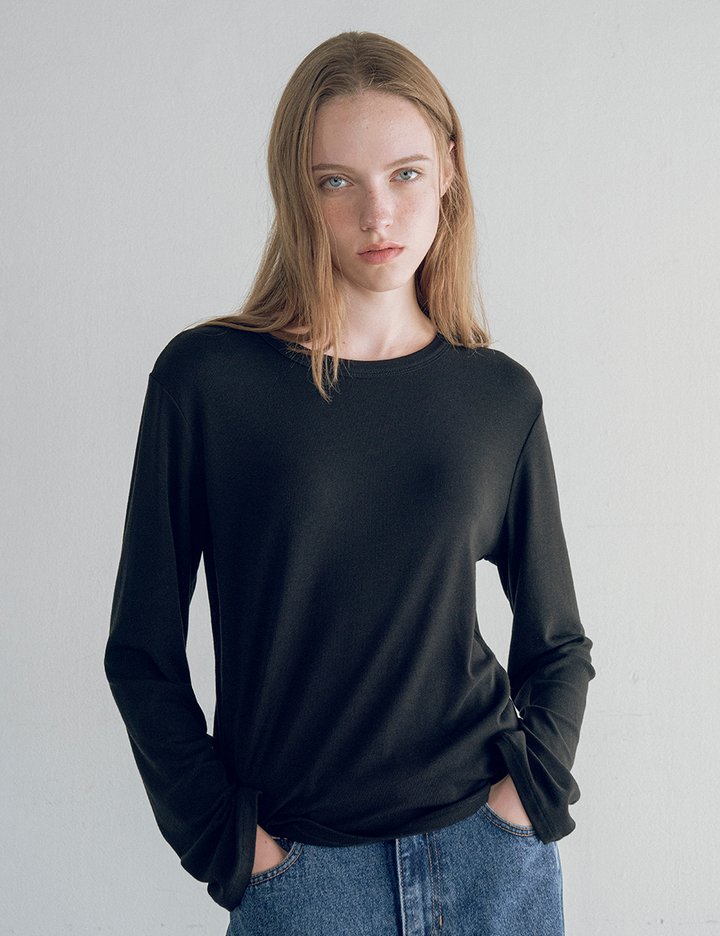 [반원 아틀리에] 에센셜 보트넥 티셔츠_블랙(A3552)