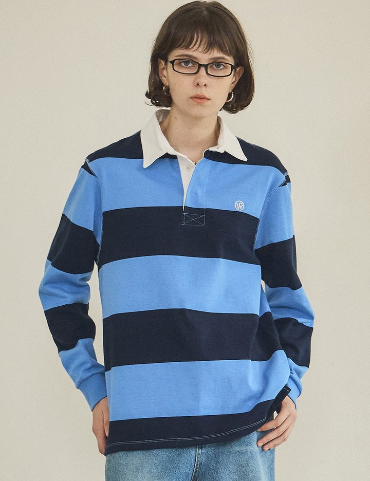 [반원 아틀리에] 스트라이프 칼라 티셔츠_네이비(A3496)