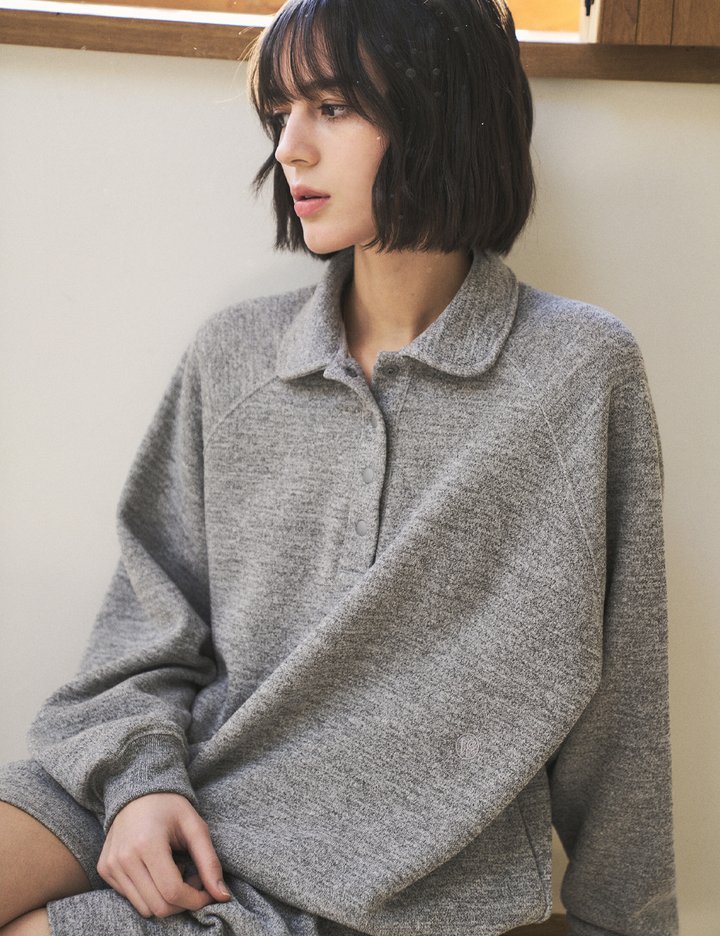[반원 아틀리에] 하울 칼라 스웨트 셔츠_멜란지 그레이(A3473)