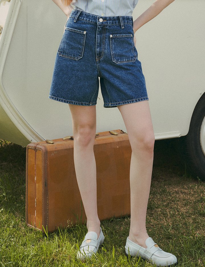 [반원 아틀리에] 프론트 포켓 데님 쇼츠(P3158)