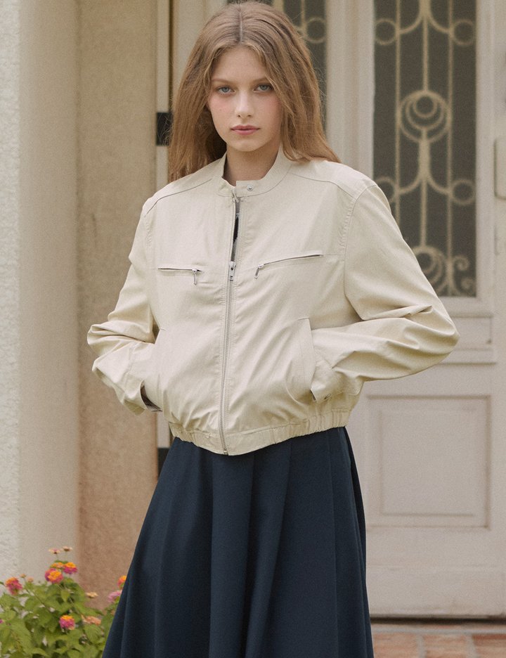 [반원 아틀리에] 지베르니 페이크 레더 재킷_아이보리(O3722)