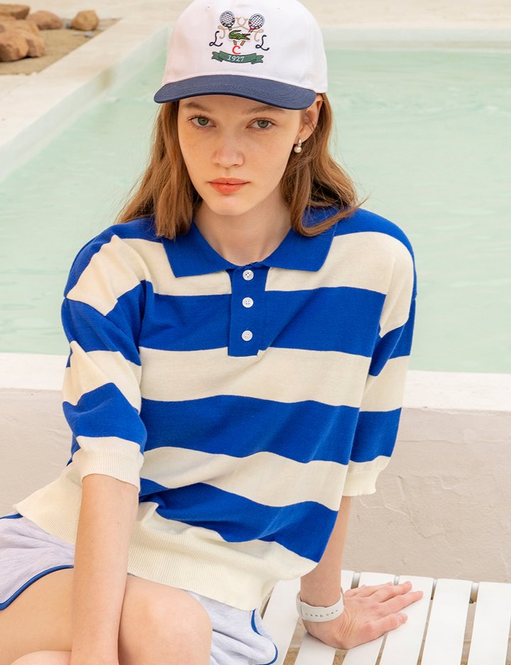 [반원 아틀리에] 빅풋 칼라 니트_블루/아이보리(A3421)