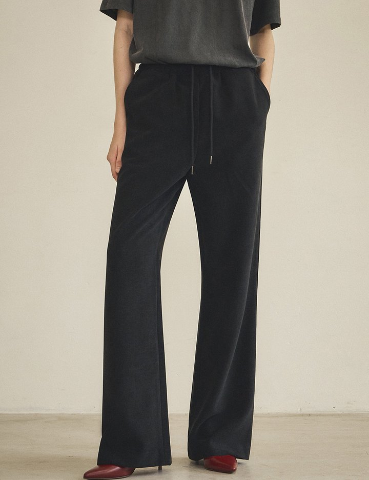 [반원 아틀리에] 벨벳 코듀로이 밴딩 팬츠_블랙(P3210)