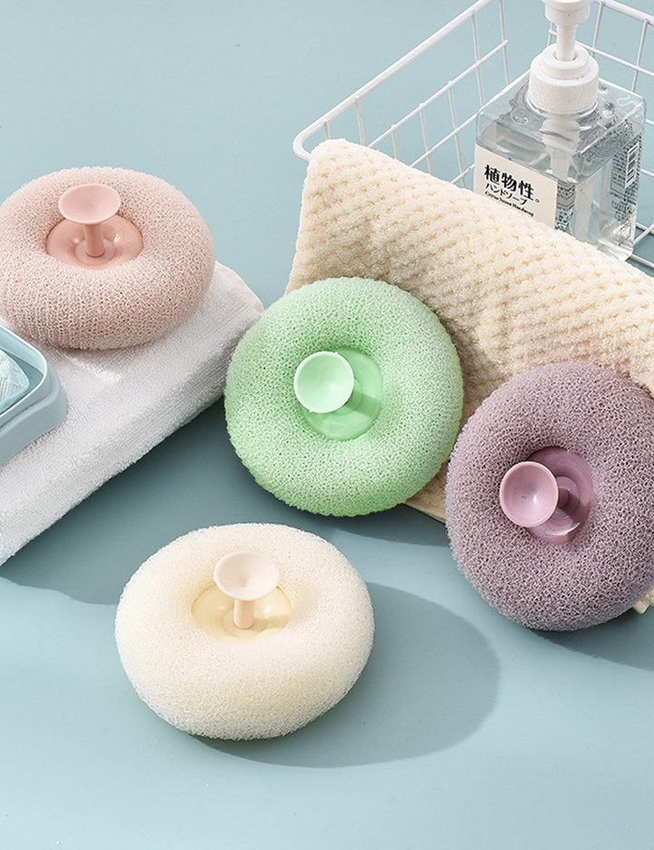 [모나코올리브]착붙 도넛 샤워볼 4P 패밀리세트