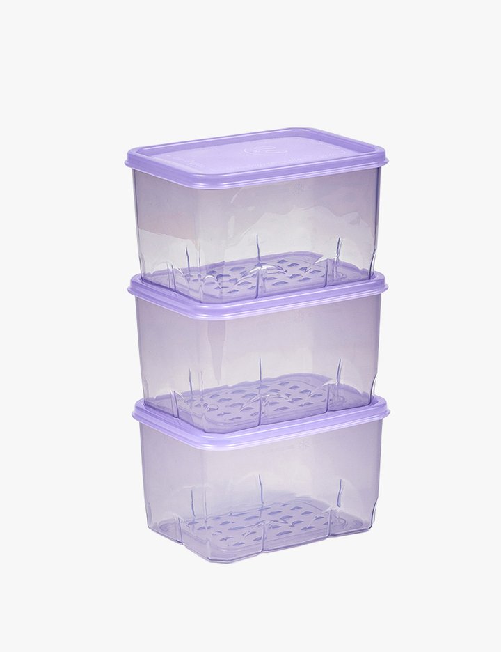 [땡스소윤] 냉동용기 8호 (600ml) 3P세트 쿨라벤더/투명그레이/핑크 (택1)