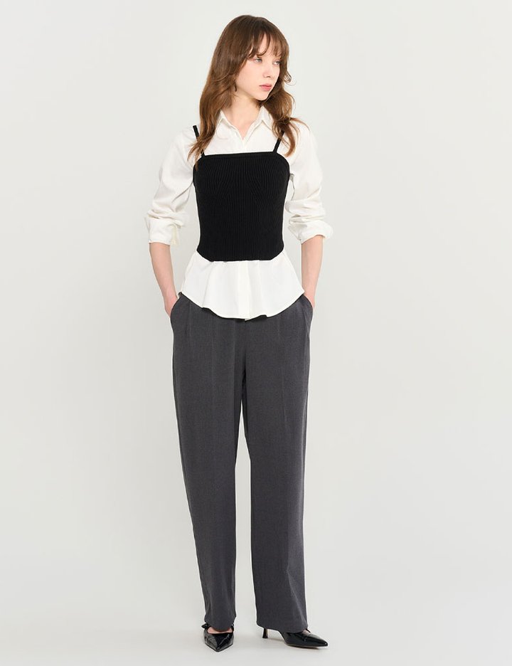 [제너럴아이디어] 라운드 컷 니트 뷔스티에 BLACK / WBD3L05506