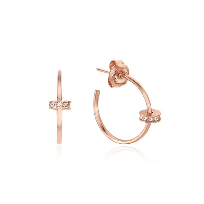 [티르리르] 청키 후프 실버핑크 귀걸이 TESSVP13153M (단품)