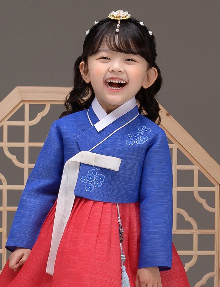 [더예한복] QT824-슬해파랑 여아한복 아동한복
