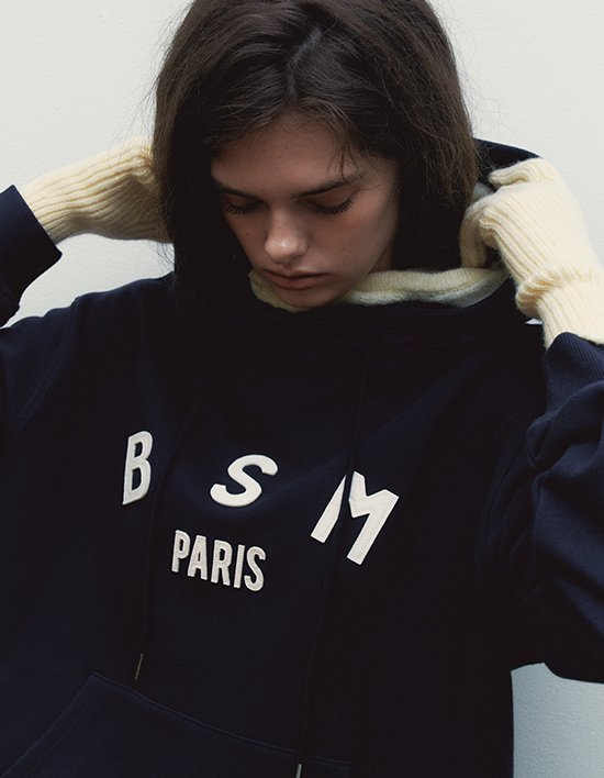 [벤시몽] BSM 패치 로고 후드 - 네이비