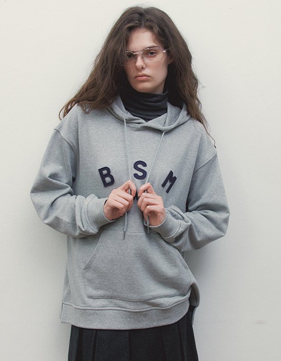 [벤시몽] BSM 패치 로고 후드 - 멜란지 그레이