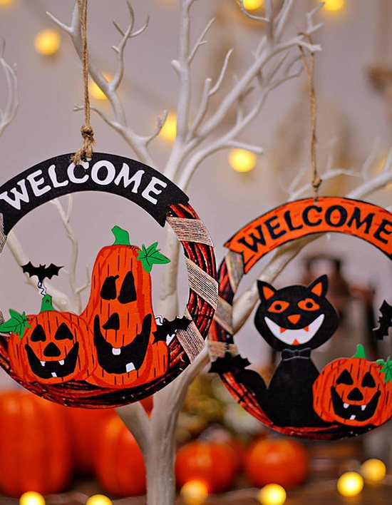 [파티쇼] 할로윈 원목 페넌트 원형 2종 세트