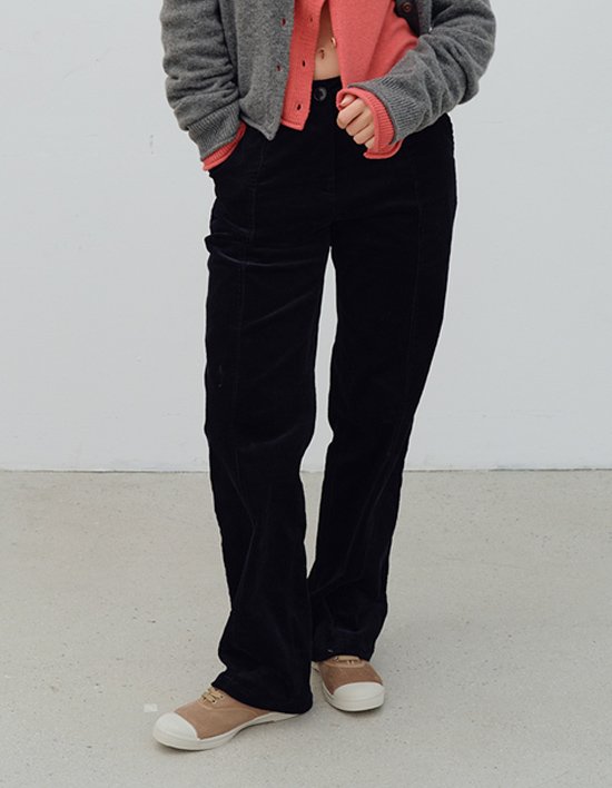 [벤시몽] 세미 와이드 코듀로이 팬츠 - 네이비