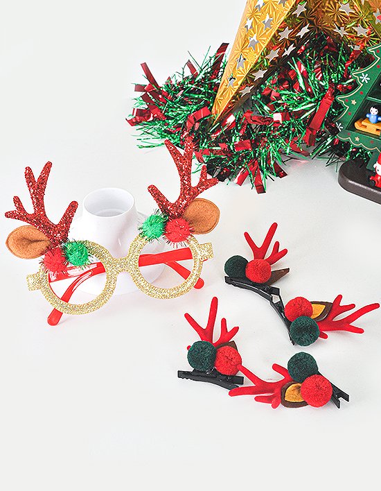 [파티쇼] 크리스마스 캐릭터 안경 루돌프 머리핀 세트 6종  (택1)