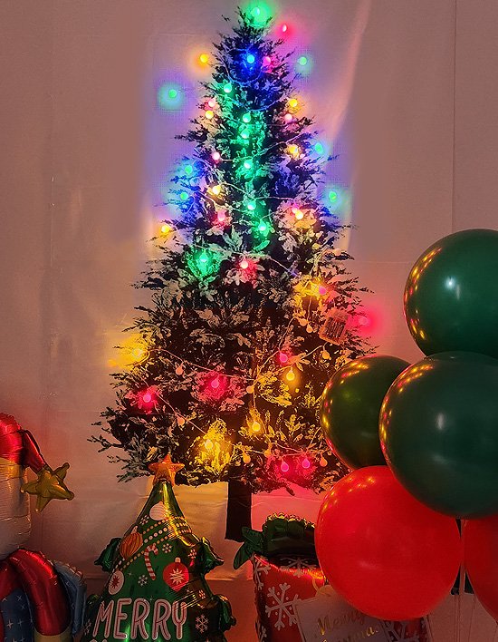 [파티쇼] 크리스마스 벽화 현수막 파인트리 전구세트 2종 (택1)