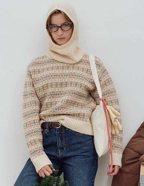 [벤시몽] 노르딕 울 니트 - 크림베이지