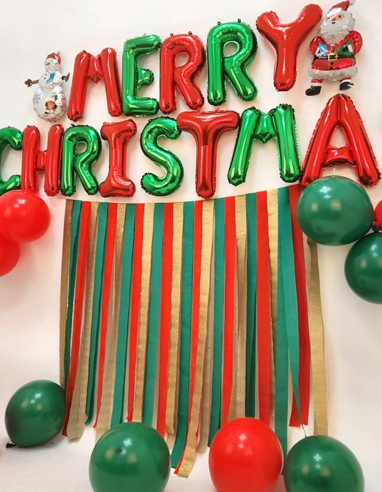 [파티쇼] 크리스마스 스트리머 배경장식 은박 풍선 세트