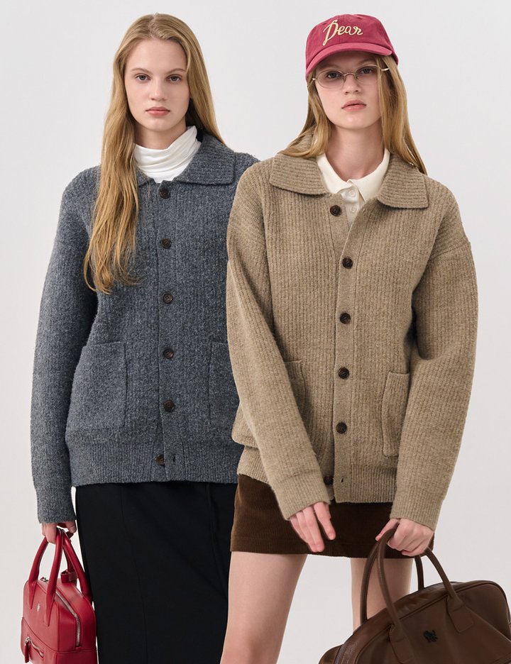 [제너럴아이디어] UNISEX 울 하찌 카라 가디건 2COL / SBD4U04012