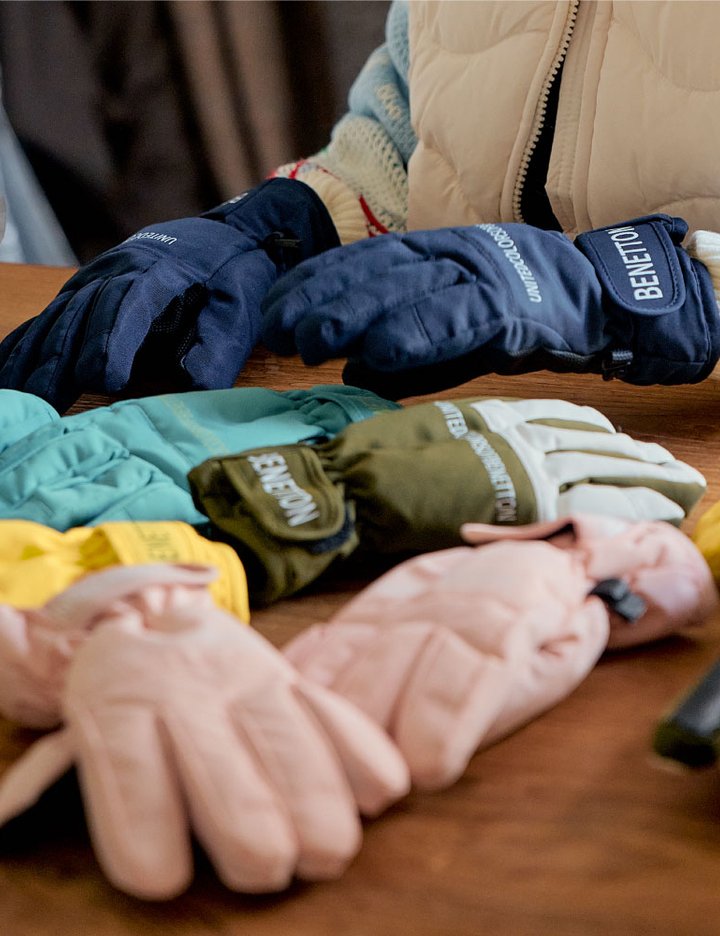 [베네통] 키즈 스노우볼 방수 스키장갑