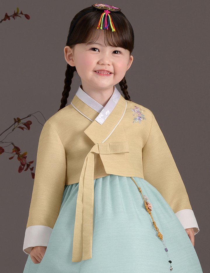 [더예한복] QT892-예솔민트 여아한복 아동한복
