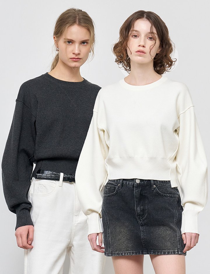 [제너럴아이디어] WOMAN 스트럭처 니트 맨투맨 2COL / WBE1L05505